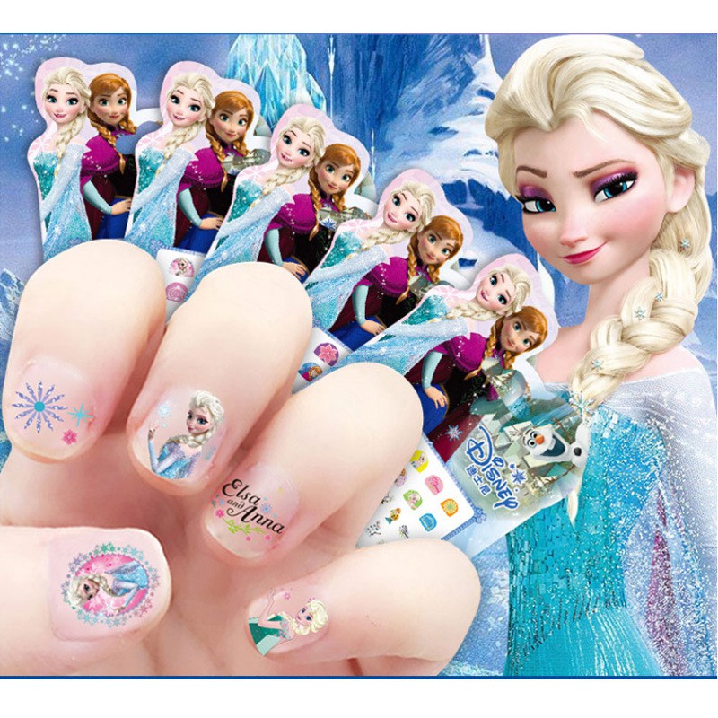 Hình Dán Móng Tay 3d Cho Bé Gái Và Bé Gái | Sticker Dán Móng Tay Hình frozen, sophia, cinderella ,kittenkt ,snow Trắng
