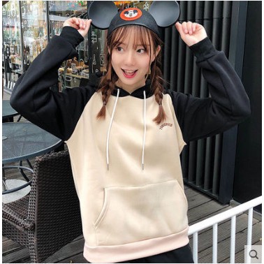 Hoodie ulzzang áo hoodie nữ đẹp nỉ bông raglan có mũ áo nỉ dài tay dáng rộng cam đất xanh kiểu hàn quốc