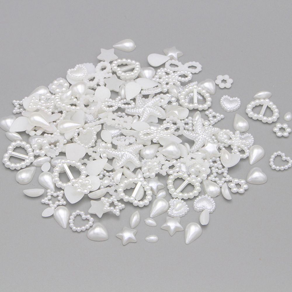 Set 100 hạt ngọc trai nửa tròn bằng nhựa ABS nhiều màu trang trí giày dép/ điện thoại xinh xắn