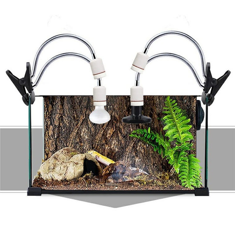 Kẹp giữ đèn sưởi gốm sứ cho bò sát 2 đầu