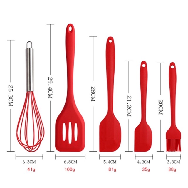 Bộ 5 phới chổi spatula silicon