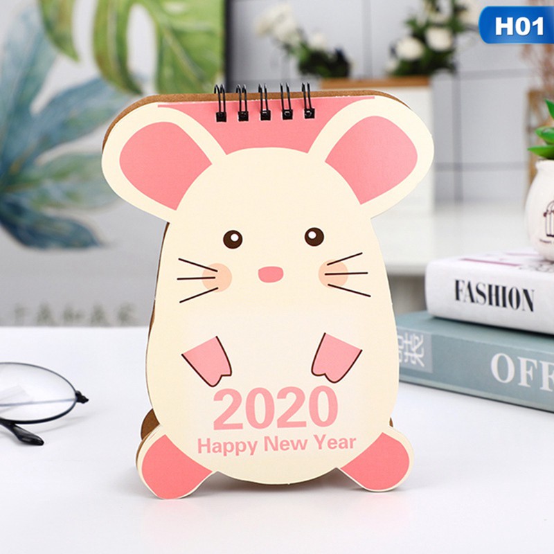 Lịch giấy 2021 để bàn hình động vật hoạt hình chuột mèo gấu thỏ dễ thương