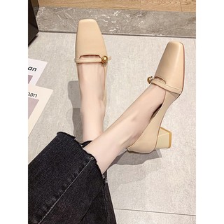 Giày Loafer Moca mũi vuông da mềm công sở đính hạt basic
