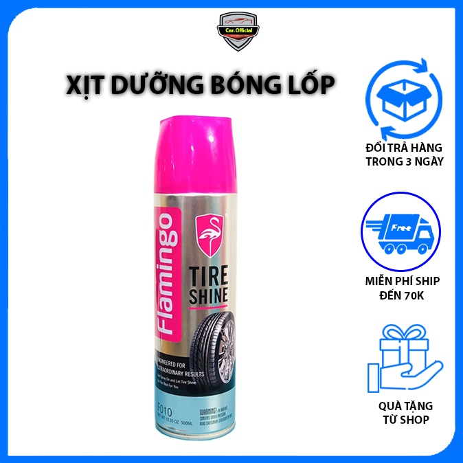 Xịt Dưỡng Bóng Vỏ Lốp Ô Tô - Phục Hồi Nhựa Đen Flamingo F010 500ml - SẢN PHẨM CHÍNH HÃNG.