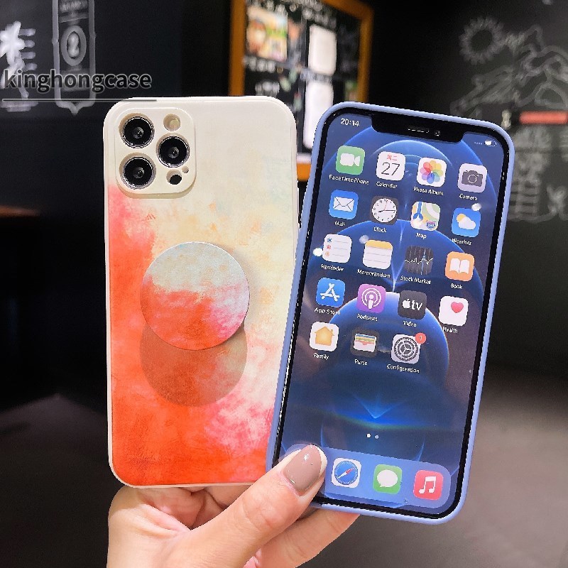 Ốp điện thoại TPU mềm viền thẳng màu nước bảo vệ camera cho iPhone 7 11 pro max 12 mini 12 Pro Max X XR 6 6S 7 8 XS XS