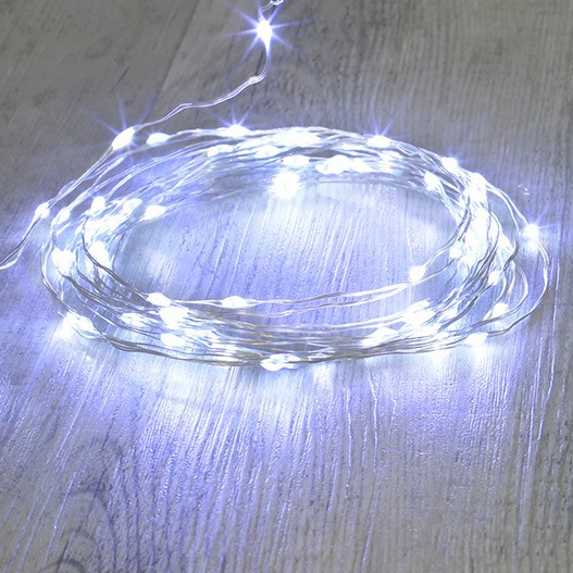 Đèn Led đom đóm Fairy light  1 mét 2 mét, 3 mét màu TRẮNG xài pin ( tặng pin )