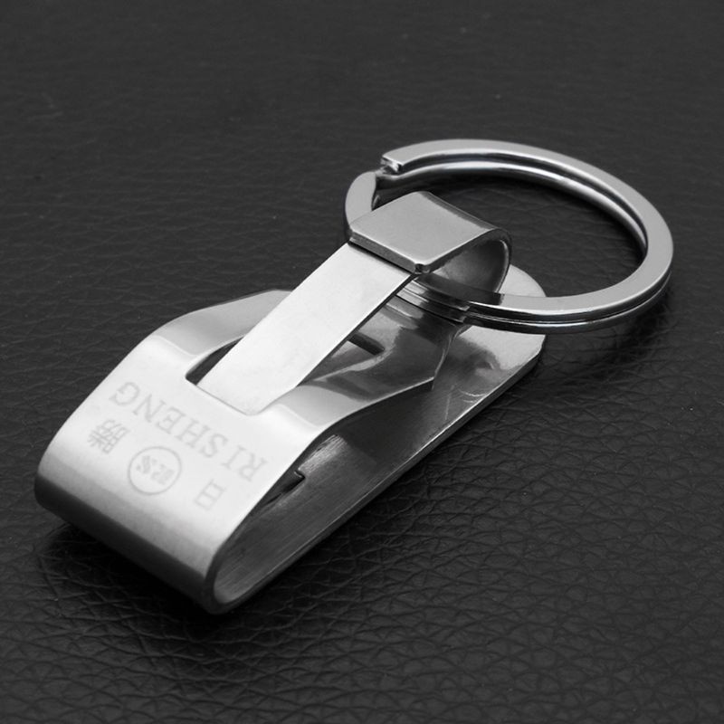 DE  Stainless Steel Keyring Security Clip On Heavy Duty Belt Key Clip Belt Keychain 2 Detachable Keyrings Belt Key Holder