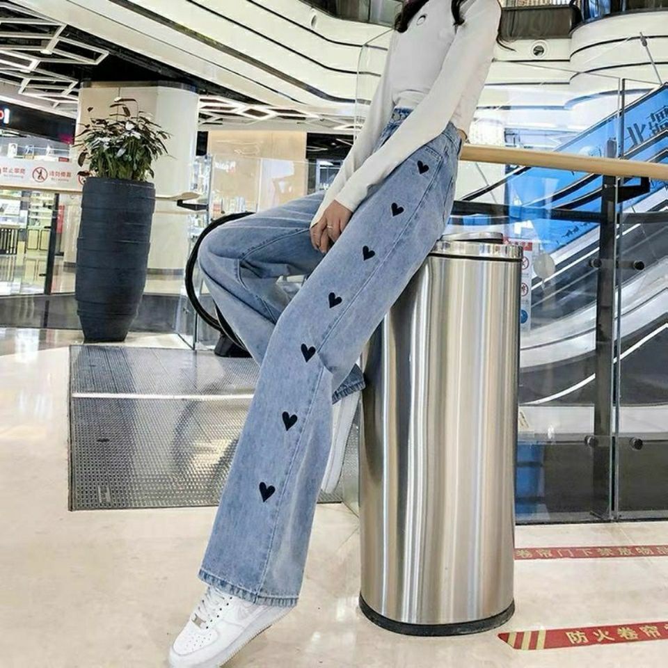 Jiashucheng Quần Jean Ống Rộng Dáng Suông Dễ Phối Đồ Phong Cách Mới Xuân Thu Hong Kong Cho Nữ Sinh 2022