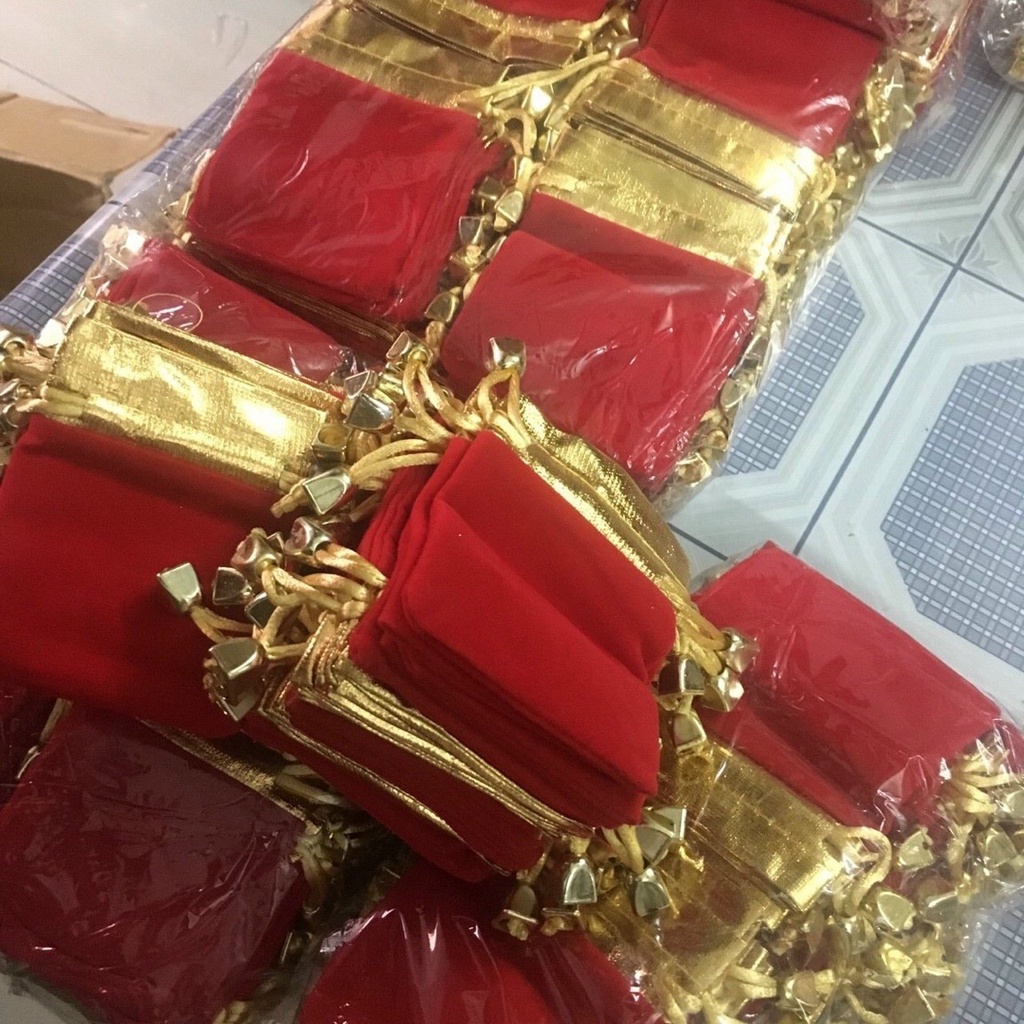 TSP10 Combo 10 Túi gấm đỏ có chữ Phúc và không chữ