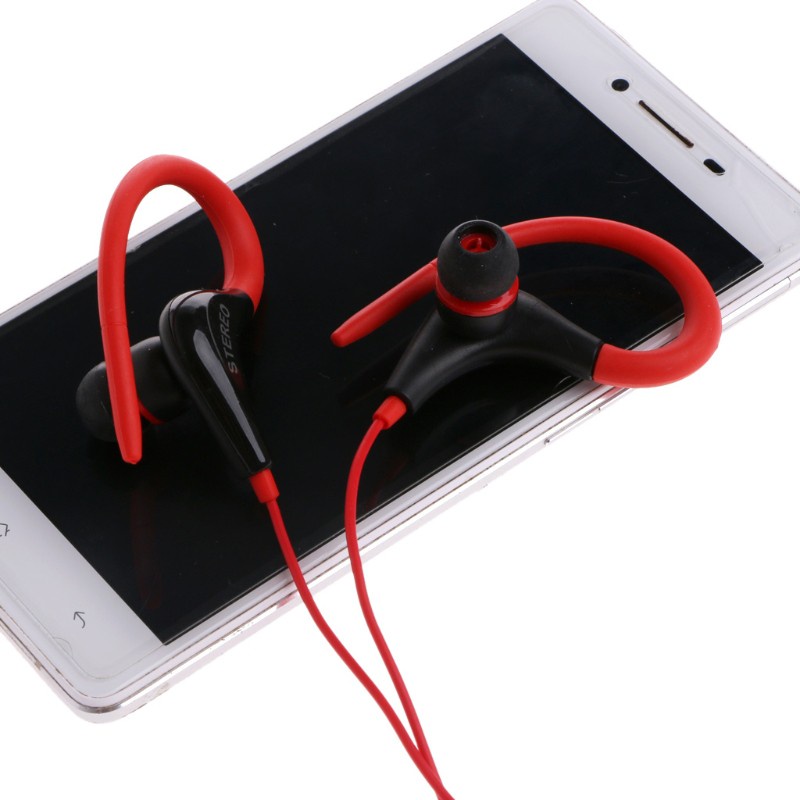 HSV 3.5mm Stereo Earbud Ear Hook Headphone With Mic For iPhone Samsung Smart Phone