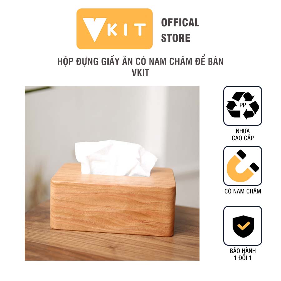 Hộp đựng giấy ăn có nam châm để bàn cao cấp Vkit Cực kì tiện lợi