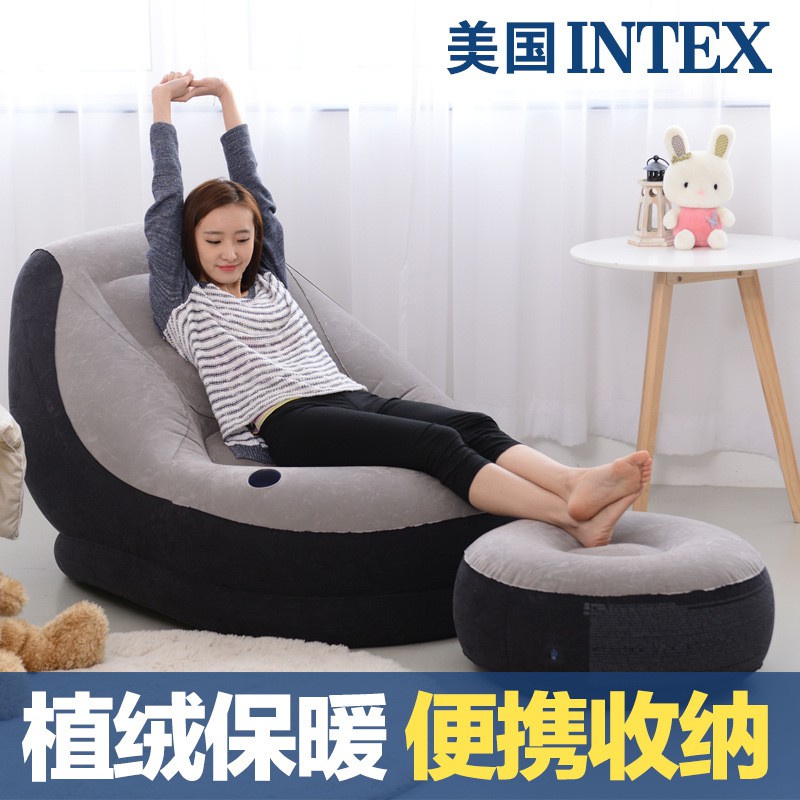 mẫu mới năm 2021❅INTEX chính hãng ghế lười sofa đơn phòng ngủ sáng tạo tập thể tựa giường ngắn bơm hơi thư giãn