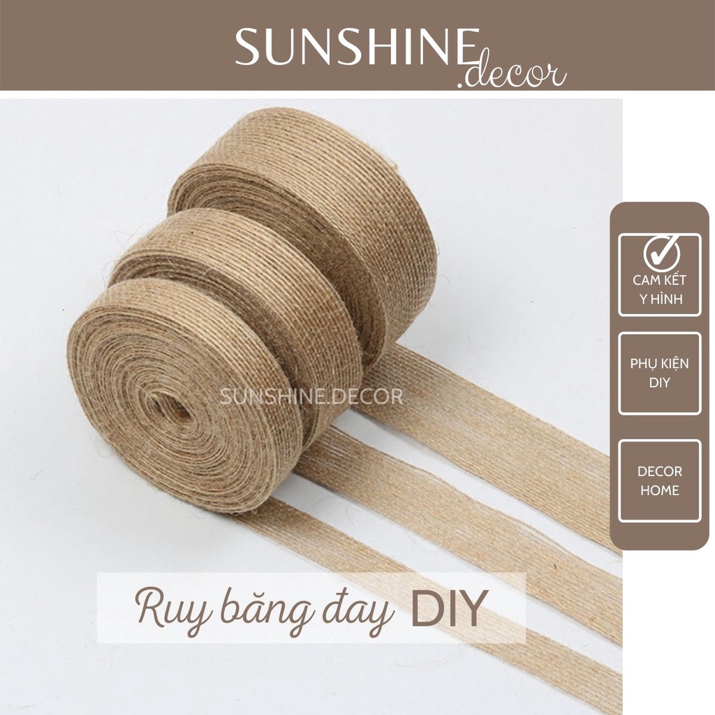 Ruy băng đay bằng vải bố gai gói quà gói hoa phụ kiện handmade decor trang trí giáng sinh