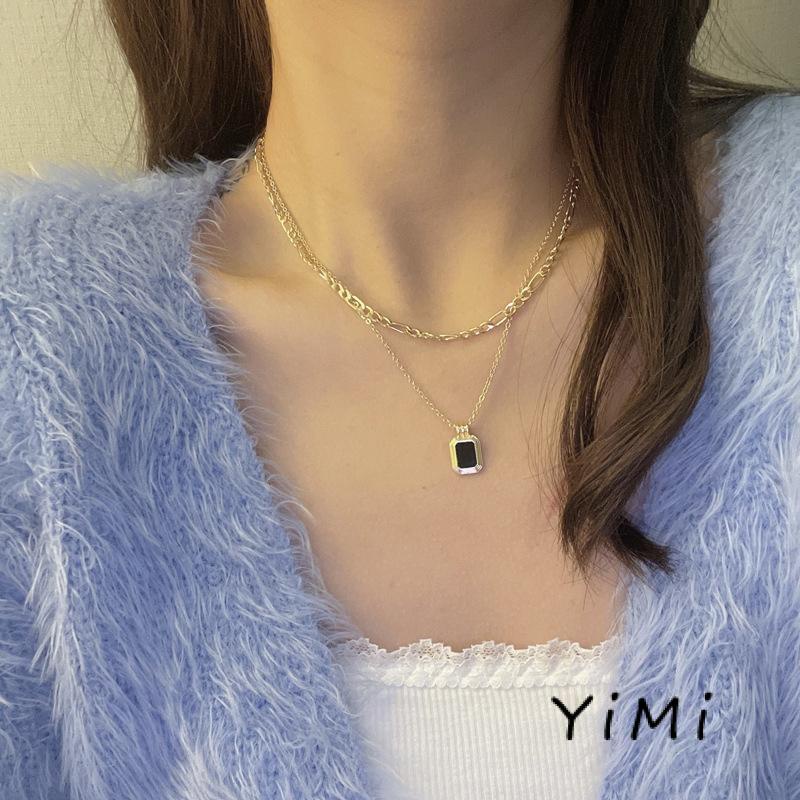 Vòng cổ Hai Lớp Màu Đen Đơn Giản Thời Trang