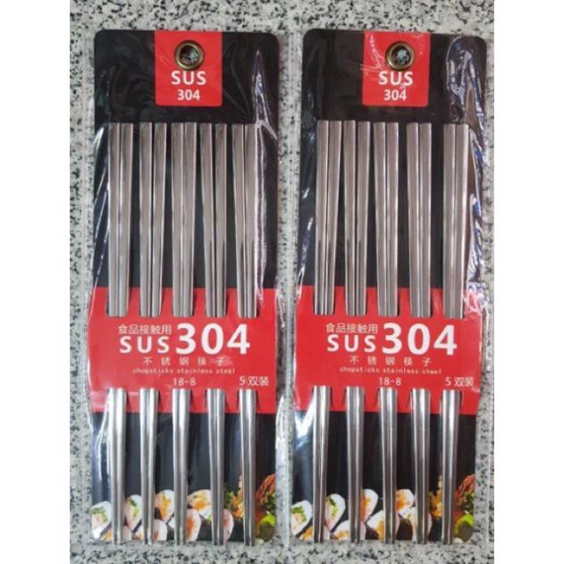 Combo 5 đôi đũa inox 304 Hàn Quốc cao cấp