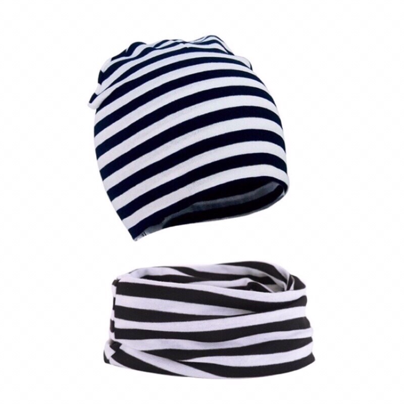 Combo mũ và khăn ống cotton giữ ấm cho bé 6-36 tháng