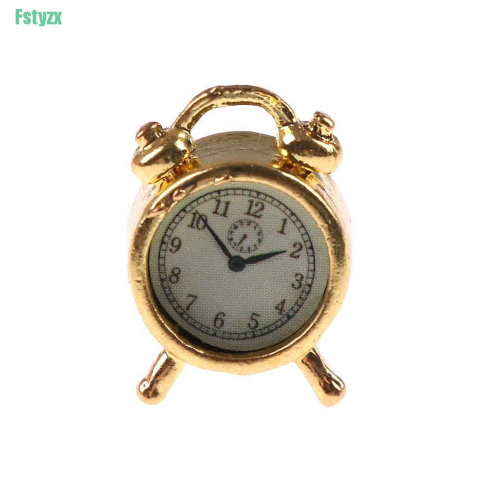 fstyzx 1/12 Dollhouse Miniature Living Room A Metal Alarm Clock