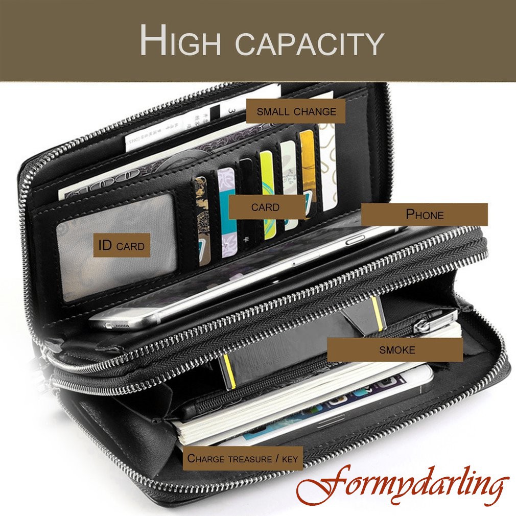 Ví nam dài chất da có khoá kéo