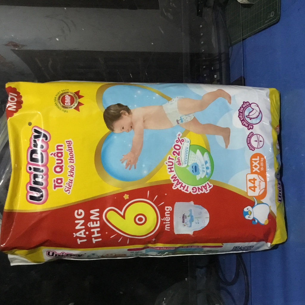 Chính Hãng-  Tặng thêm 6 miếng- Tã quần Unidry XXL44 Siêu Khô Thoáng - Mẫu mới nhất - Date luôn mới