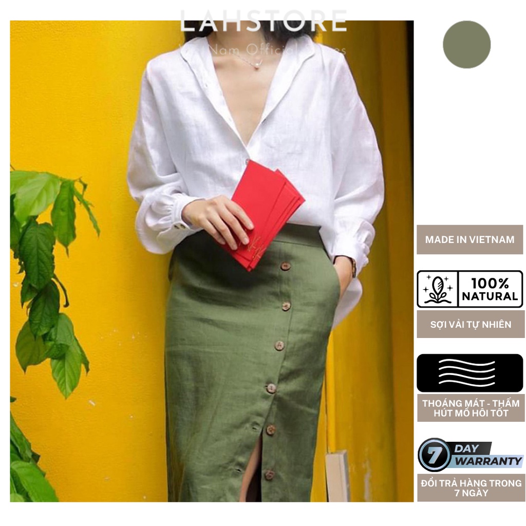 Set Chân Váy Bút Chì Áo Sơ Mi Nữ Dài Tay LAHSTORE Chất Linen Cao Cấp Kiểu Dáng Công Sở