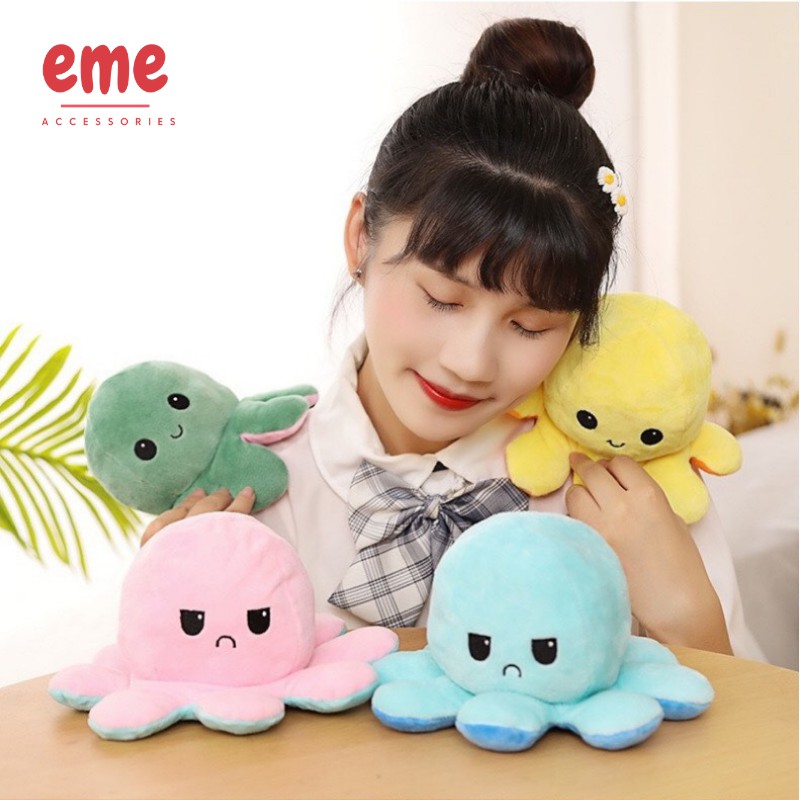Bạch tuộc cảm xúc Bạch tuộc nhồi bông lật chuyển đổi cảm xúc hai mặt kích thước 20cm vui nhộn