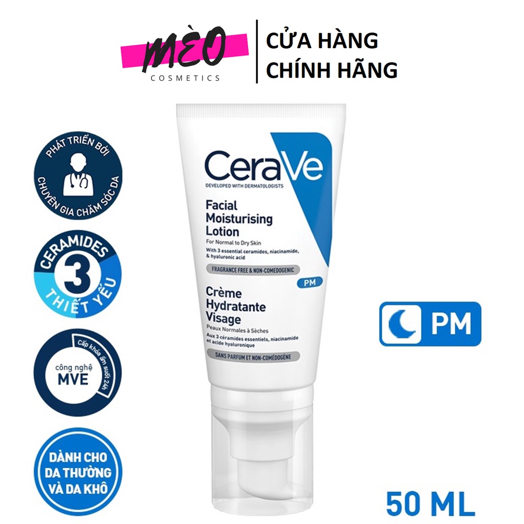 Sữa dưỡng ẩm ban đêm Cerave PM Facial Moisturiz Lot 52ML