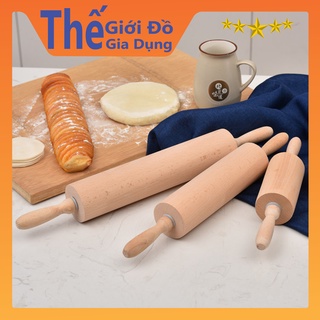 [Dụng Cụ Làm Bánh] Cây Lăn Bột Làm Bánh Bằng Gỗ Có Tay Cầm Xoay 360 Độ