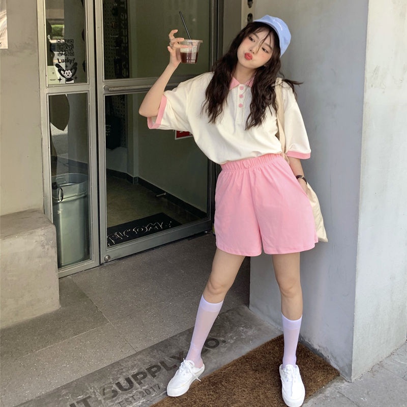 Set Đồ Thể Thao Áo Thun Ngắn Tay + Quần Short Thời Trang Năng Động Cho Nữ