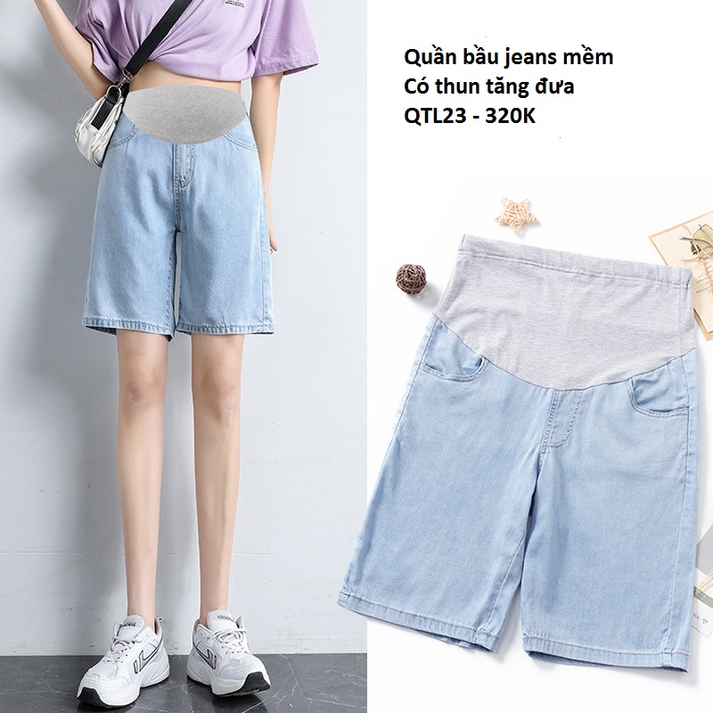 Quần lửng bầu denim mềm mịn QTL23