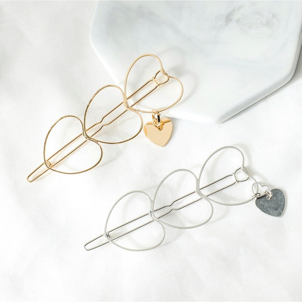 Kẹp tóc kim loại Mua Tất hình trái tim và ngôi sao phong cách Hàn Quốc (muatatshop)