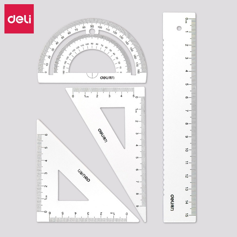 Deli Bộ Thước Đo Bằng Nhôm Hình Tam Giác Đơn Giản Cho Văn Phòng / Trường Học