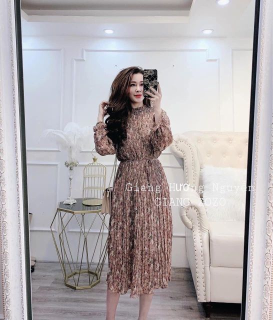 [Mã WASTGO hoàn 10% xu đơn 99k] Váy hoa xếp li kèm đai sang trọng | BigBuy360 - bigbuy360.vn