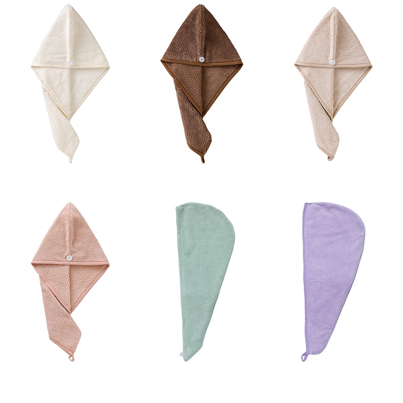 Khăn Quấn Khô Tóc Sợi Nhỏ Có Nút Cài