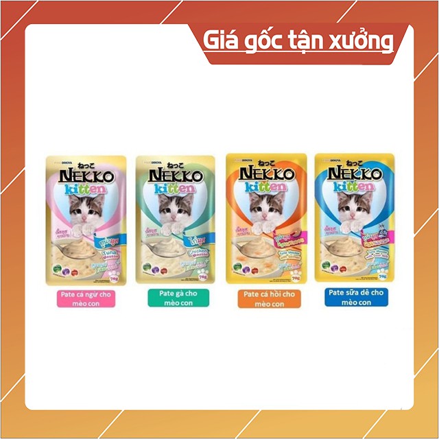 Thức Ăn Ướt Pate Nekko Cho Mèo Con Gói 70G Bổ Sung Dinh Dưỡng Chọn Vị - Bobo Pet Shop Hà Nội