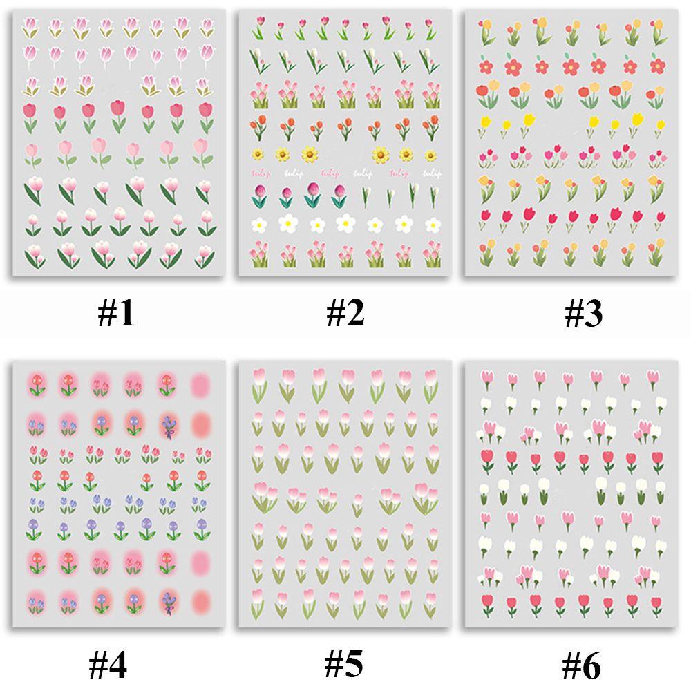 Miếng Dán Trang Trí Móng Tay 3D Chống Thấm Nước Hình Hoa Tulip