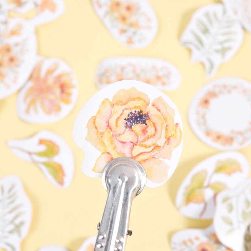 Sticker hộp 46 miếng dán - Hoa Vàng - Hộp nhãn dán trang trí sổ tay bullet journal - M100