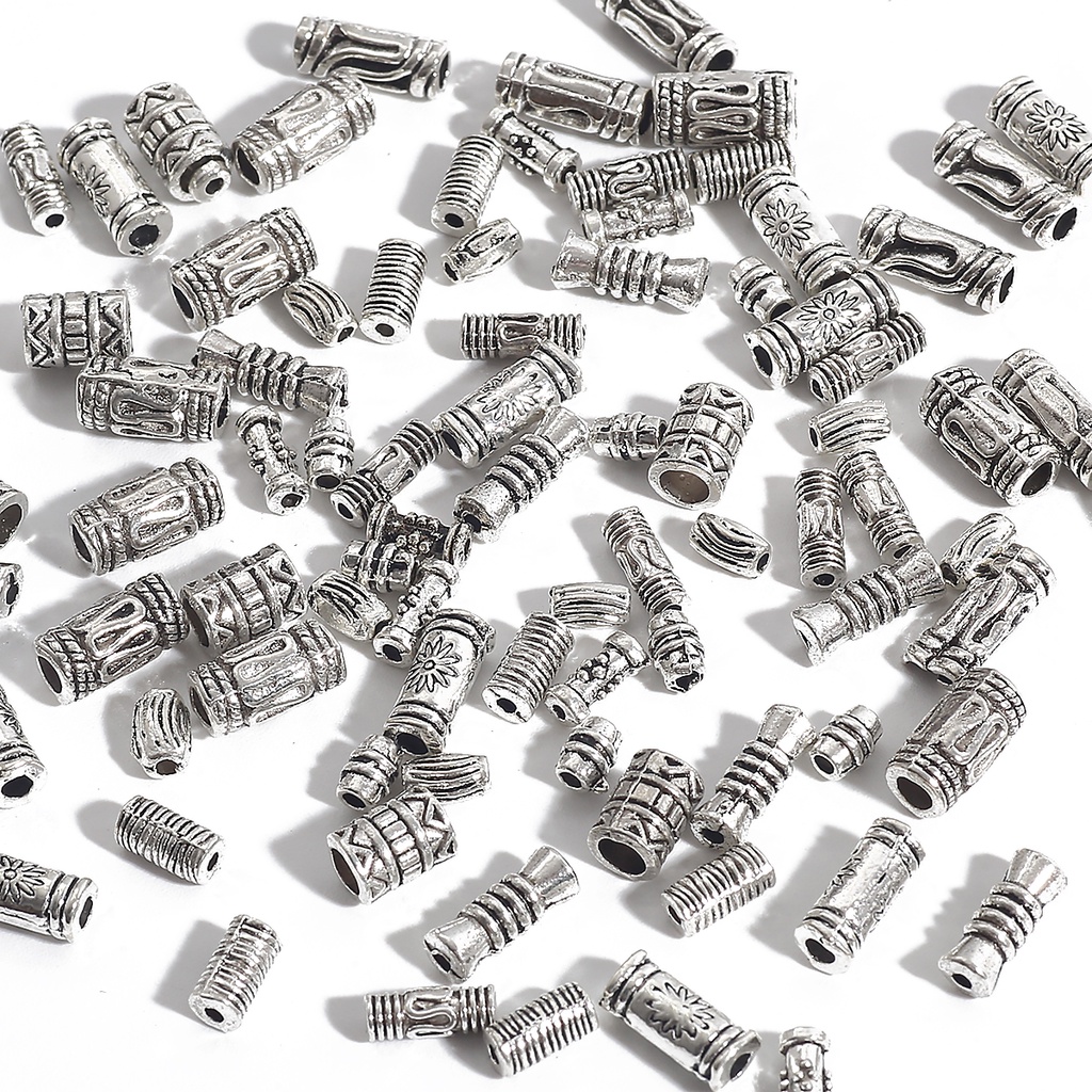 Set 50-100 Hạt Xâu Chuỗi Bằng Hợp Kim Mạ Bạc Làm Trang Sức Thủ Công