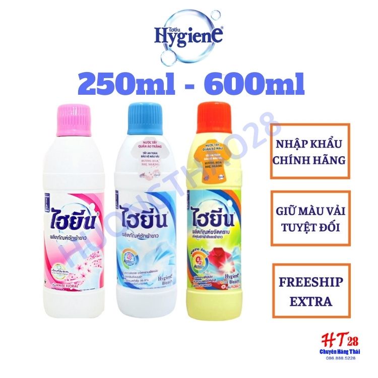 Thuốc tẩy trắng, tẩy màu quần áo Thái Lan 250ml - 600ml - Nước tẩy Hygiene sạch các vết bẩn