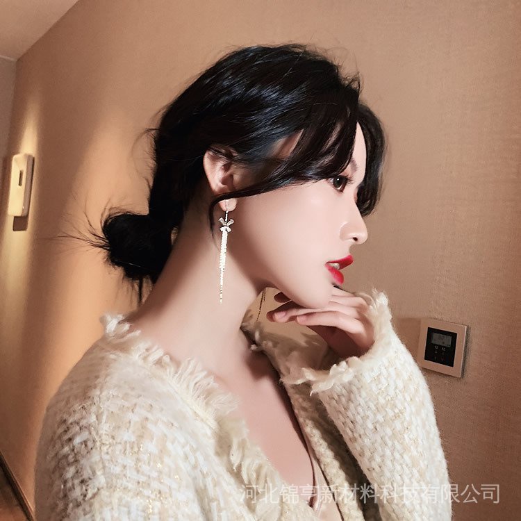 Khuyên Tai Dáng Dài Mạ Bạc 925 Hình Bướm Phối Tua Rua Cao Cấp Thời Trang Dành Cho Nữ