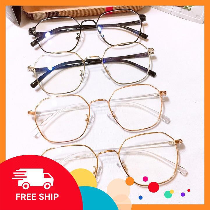 [Gía siêu rẻ]  Gọng kính kim loại chữ nhật 28105 -nhận cắt mắt-tặng kèm hôp+khăn-gọng giả cận