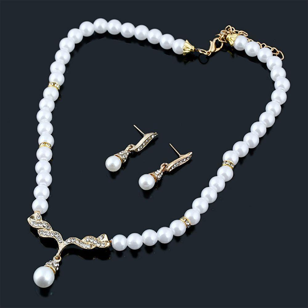 Bộ Vòng cổ Và Bông Tai Hình Đôi Cánh Đính Ngọc Trai Thời Trang