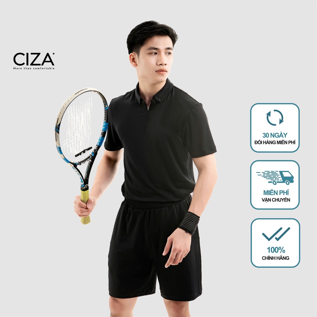 Áo polo ngắn cộc tay nam CIZA vải thun mát cao cấp form Slim màu be, navy, đen size S M L XL APNS13