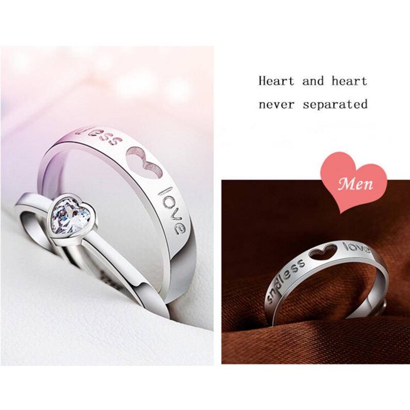 Nhẫn Đính Đá Hình Trái Tim Dành Cho Cặp Đôi