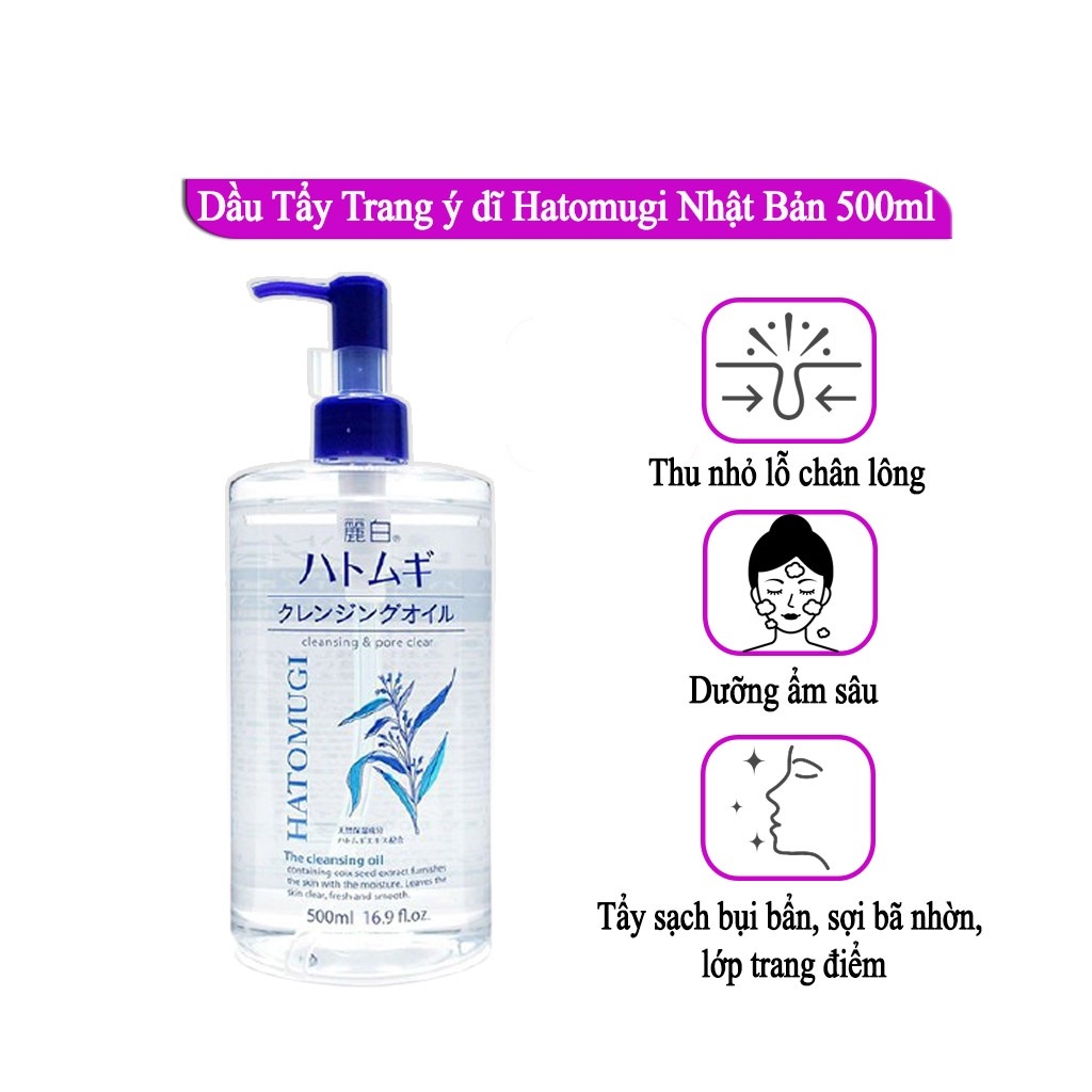 [ Chính Hãng ] Dầu tẩy trang hatomugi,tẩy trang cho da dầu Hatomugi Nhật Bản 500ml