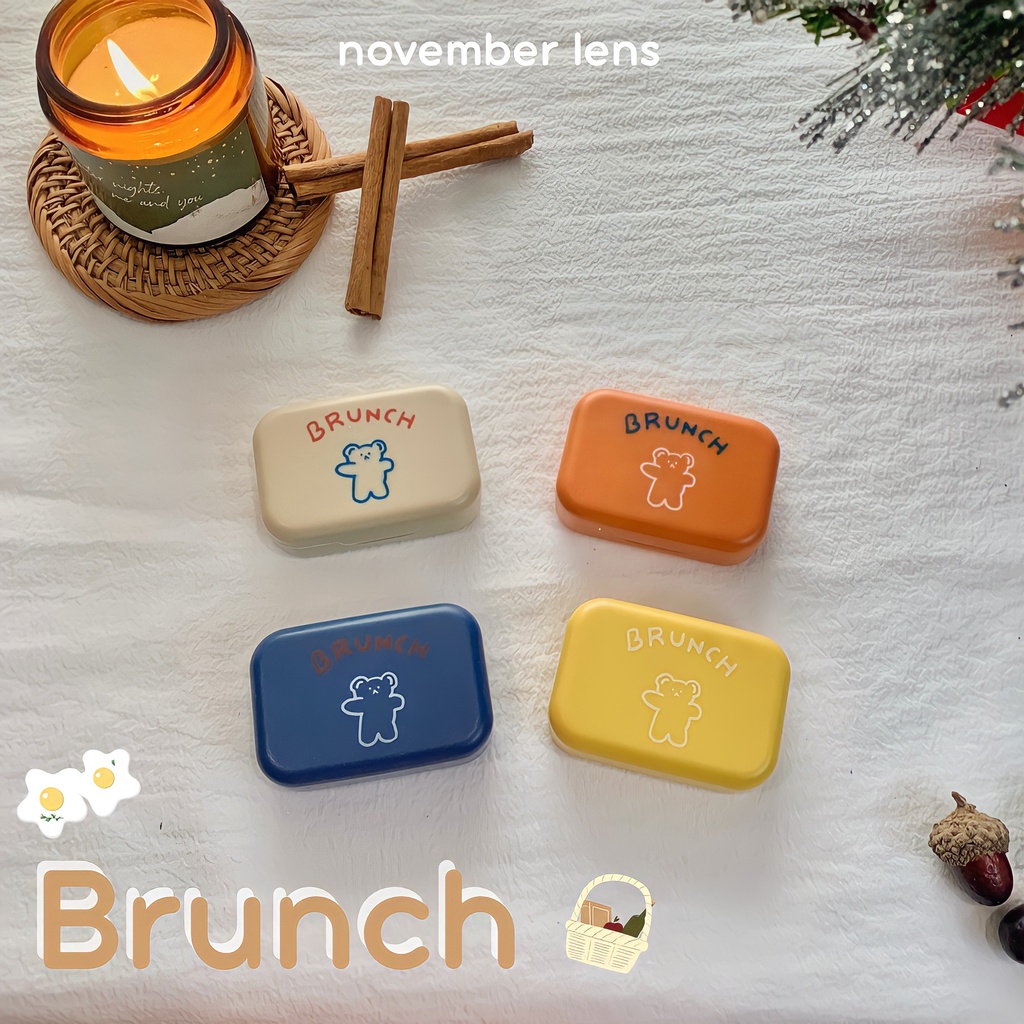 Khay đựng kính áp tròng Brunch hình gấu có que gắp mềm nhỏ gọn