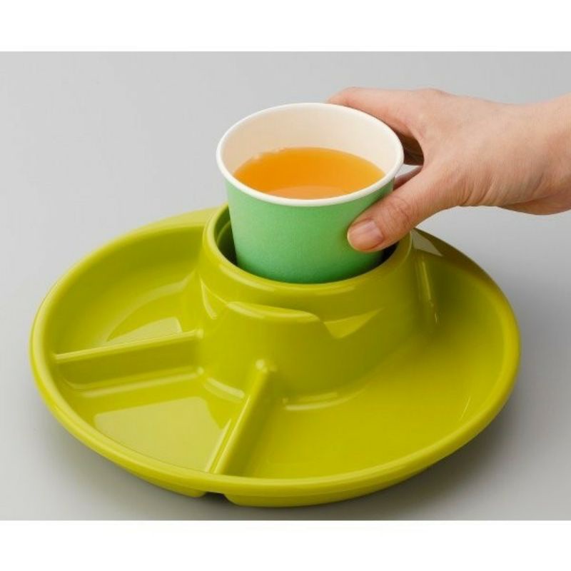 Khay tròn Nhật Bản 4 ngăn có chỗ để cốc cho bé