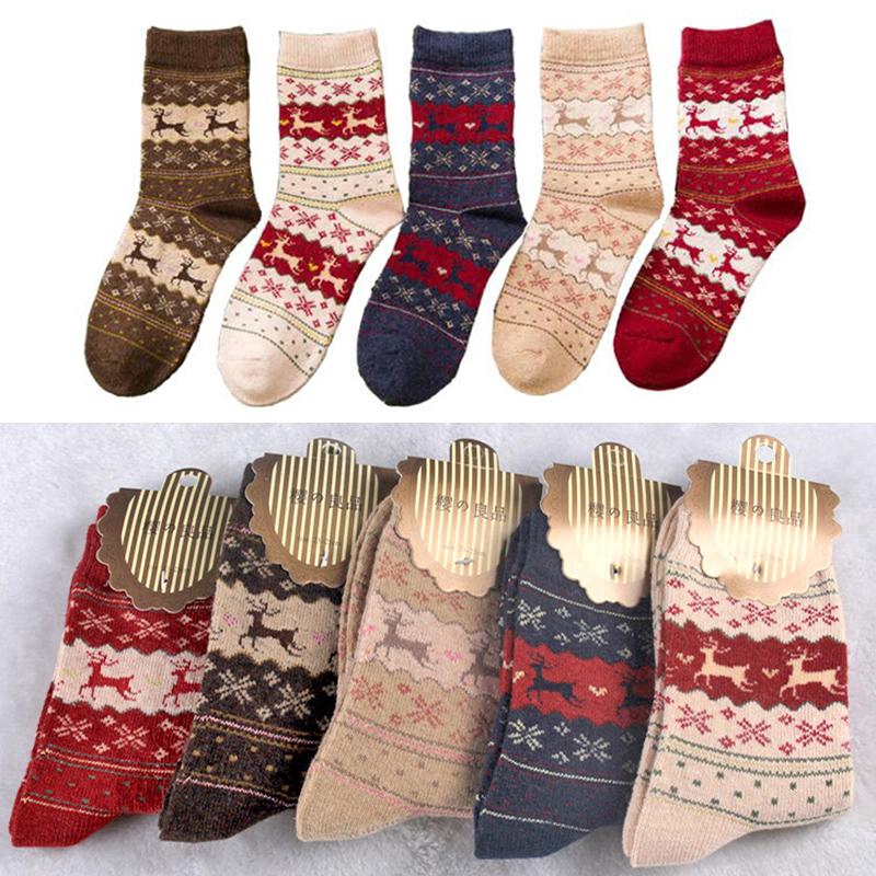 Vớ len hình nai sừng tấm phong cách Giáng Sinh