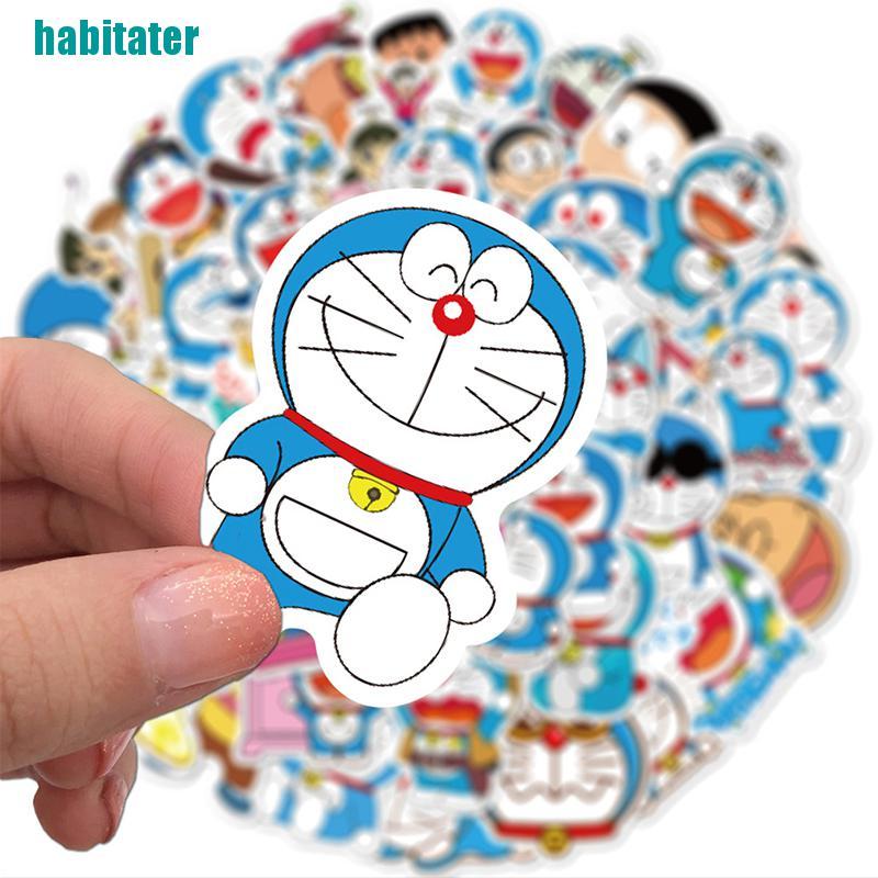 Set 50 Sticker Doraemon Dán Trang Trí Xe Hơi / Xe Máy / Hành Lý / Ván Trượt / Xe Hơi