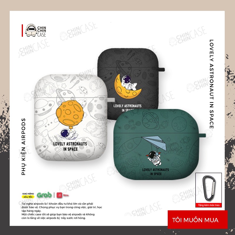 Case Vỏ Bọc Airpods 1/2/3/Pro Lovely Astronaut 3 Màu Chất Liệu Nhựa TPU Chống Bám Bẩn - Chinchincase