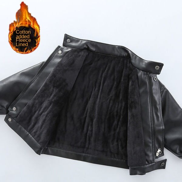 Áo khoác da lót nhung thời trang xuân thu cho bé